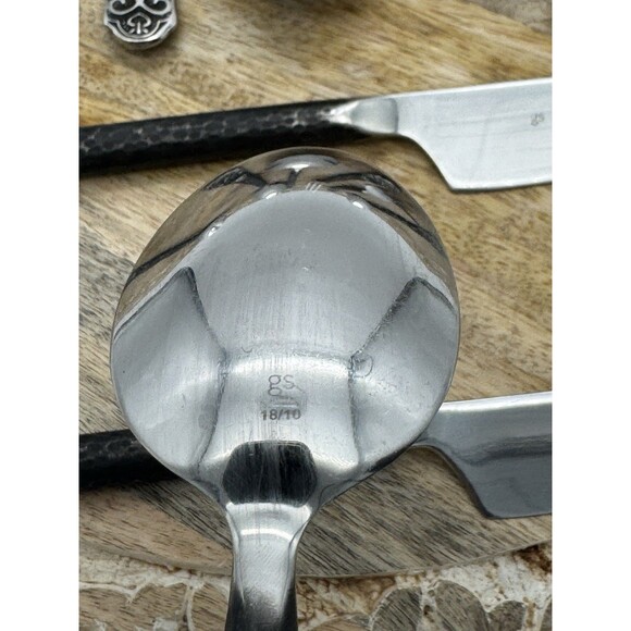 GOURMET SETTINGS AVALON STAINLESS FLATWARE Lot Of 9 Spoon Fork Knife Hammered - Picture 3 of 3